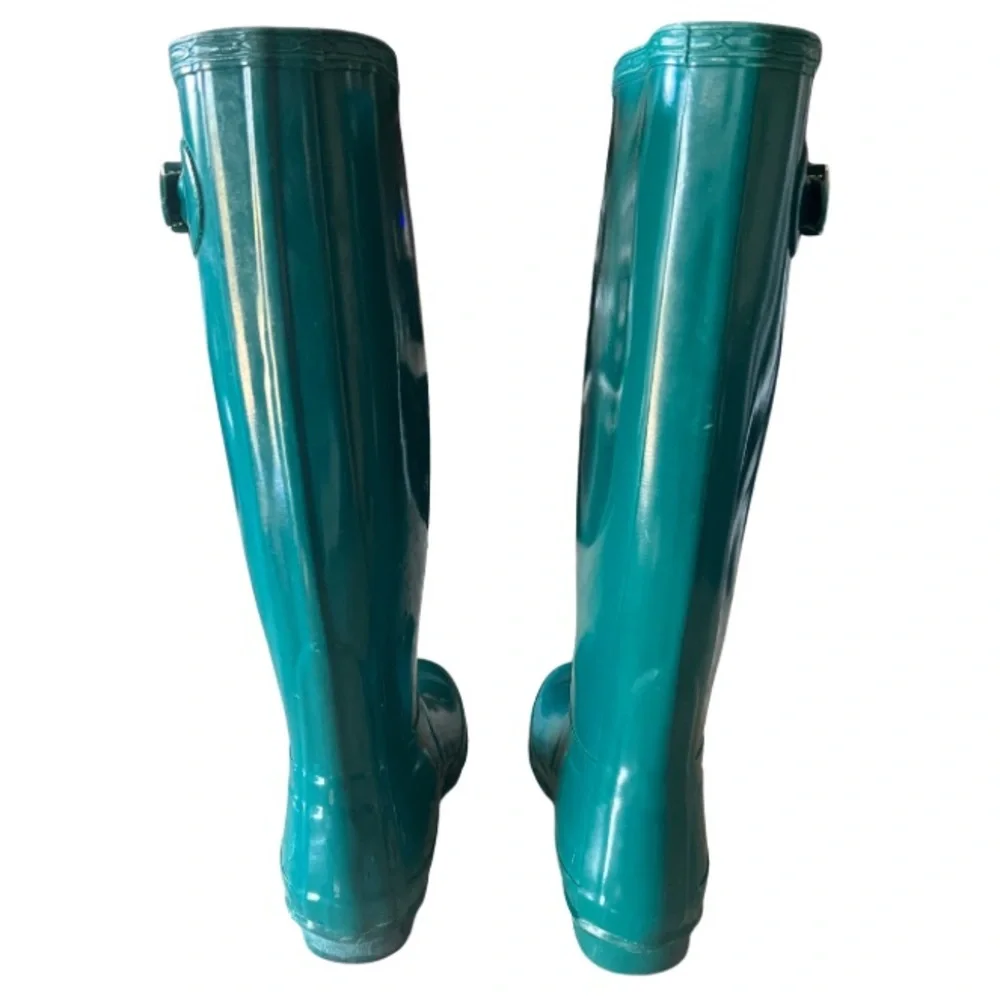 Hunter Original Tall Gloss Laguna Green Rain Boots - Picture 2 of 13